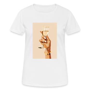 Prost! Frauenhand mit Sektglas | AI - Frauen T-Shirt atmungsaktiv - Weiß - Vorne - AI Model Female 172 dark (172cm)
