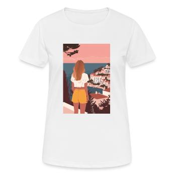 Vacances à la mer | IA - T-shirt respirant Femme - blanc - Devant - AI Model Female 172 dark (172cm)