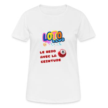 LOTO - BINGO - 8 - LE ZERO AVEC LA CEINTURE - T-shirt respirant Femme - blanc - Devant - AI Model Female 172 dark (172cm)