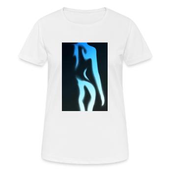 Frauenkörper nackt in blau - Frauen T-Shirt atmungsaktiv - Weiß - Vorne - AI Model Female 172 dark (172cm)