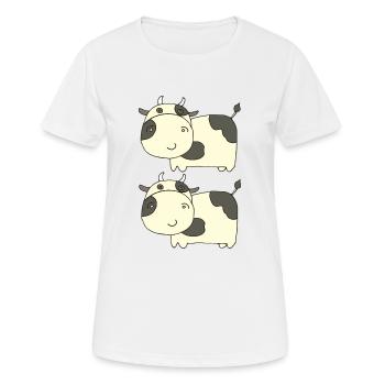 Vache double - T-shirt respirant Femme - blanc - Devant - AI Model Female 172 dark (172cm)