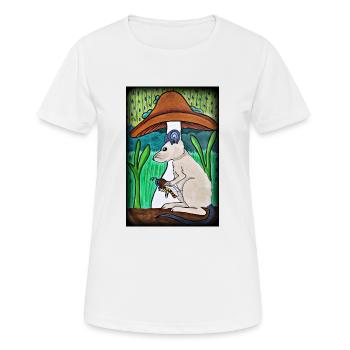 Maus mit Bienchen im Regen - Frauen T-Shirt atmungsaktiv - Weiß - Vorne - AI Model Female 172 dark (172cm)
