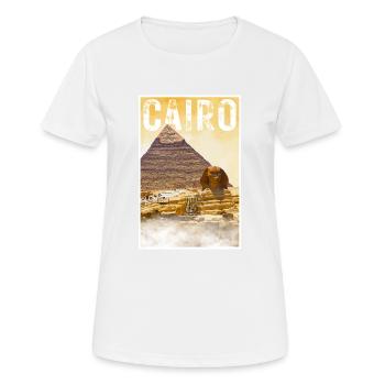 Kairo Vintage Reiseposter mit Pyramide und Sphinx - Frauen T-Shirt atmungsaktiv - Weiß - Vorne - AI Model Female 172 dark (172cm)