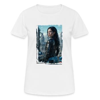 Portrait of a sci-fi cyberpunk girl - Women's Breathable T-Shirt - white - Front - AI Model Female 172 dark (172cm)