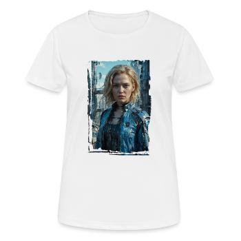 Portrait of a sci-fi cyberpunk girl - Women's Breathable T-Shirt - white - Front - AI Model Female 172 dark (172cm)