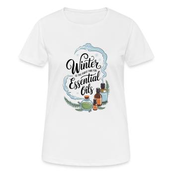 Huiles essentielles Aromathérapie Santé d’hiver - T-shirt respirant Femme - blanc - Devant - AI Model Female 172 dark (172cm)