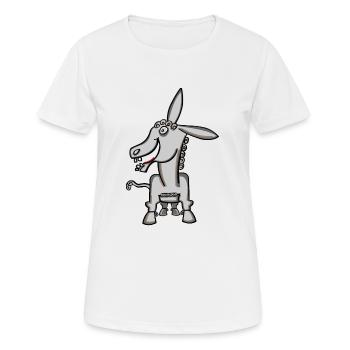 drôle d’âne avec des boucles - T-shirt respirant Femme - blanc - Devant - AI Model Female 172 dark (172cm)