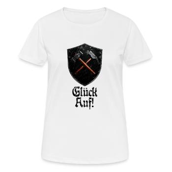 Bonne chance sur le logo minage mineur maillet et fer - T-shirt respirant Femme - blanc - Devant - AI Model Female 172 dark (172cm)