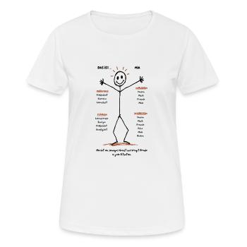 Mia ist pure Lebensfreude! - Frauen T-Shirt atmungsaktiv - Weiß - Vorne - AI Model Female 172 dark (172cm)