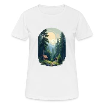 Cabane pixélisée dans les bois - T-shirt respirant Femme - blanc - Devant - AI Model Female 172 dark (172cm)