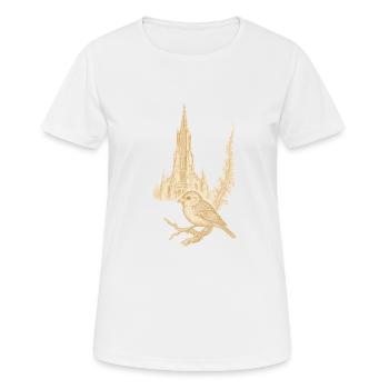 ULMER MUNSTER und Ulmer Spatz - Frauen T-Shirt atmungsaktiv - Weiß - Vorne - AI Model Female 172 dark (172cm)