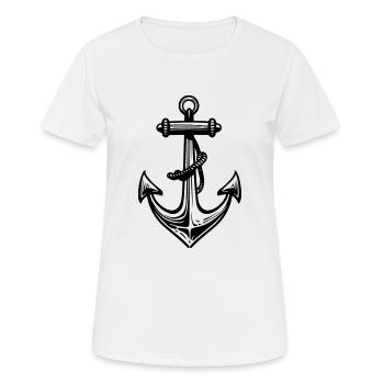 Anker - Frauen T-Shirt atmungsaktiv - Weiß - Vorne - AI Model Female 172 dark (172cm)