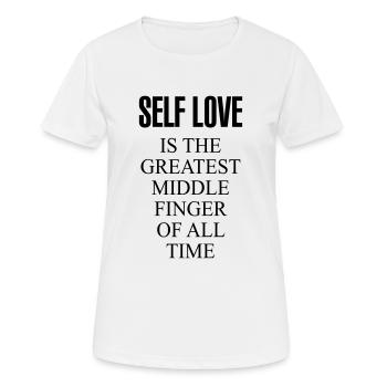 SELF LOVE - T-shirt respirant Femme - blanc - Devant - AI Model Female 172 dark (172cm)