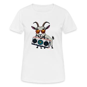 Boombox Ziege - Frauen T-Shirt atmungsaktiv - Weiß - Vorne - AI Model Female 172 dark (172cm)