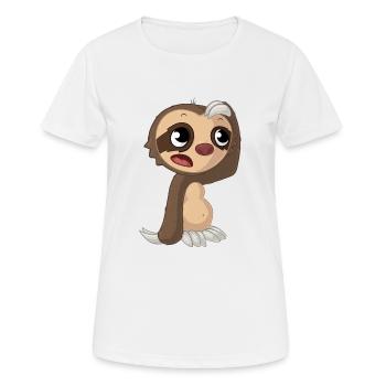 Nachdenkliches Comic Faultier - Frauen T-Shirt atmungsaktiv - Weiß - Vorne - AI Model Female 172 dark (172cm)