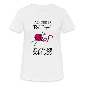 Cadeau d'aiguilles à tricoter fait main en laine - T-shirt respirant Femme - blanc - Devant - AI Model Female 172 dark (172cm)