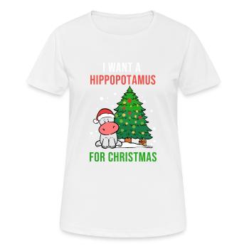 Hippopotamus for Christmas Hippo-Liebhaber Gift - Frauen T-Shirt atmungsaktiv - Weiß - Vorne - AI Model Female 172 dark (172cm)