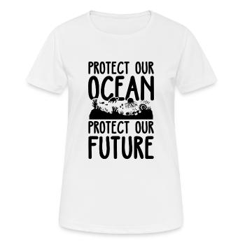 Ozean Schutz - Frauen T-Shirt atmungsaktiv - Weiß - Vorne - AI Model Female 172 dark (172cm)