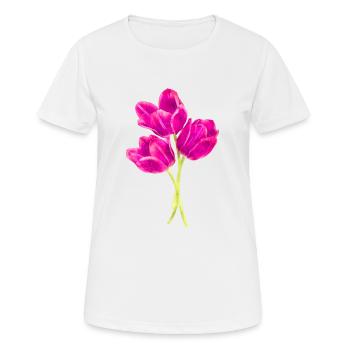 Couleurs d’eau fleurs printemps printemps tulipe - T-shirt respirant Femme - blanc - Devant - AI Model Female 172 dark (172cm)