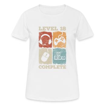 18th Birthday Level Complete Gaming - Women's Breathable T-Shirt - white - Front - AI Model Female 172 dark (172cm)