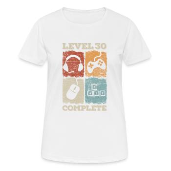 30ème anniversaire Level Complete Gaming - T-shirt respirant Femme - blanc - Devant - AI Model Female 172 dark (172cm)