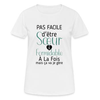 soeur formidable, idée cadeau - T-shirt respirant Femme - blanc - Devant - AI Model Female 172 dark (172cm)