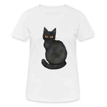Schwarze Katze - Frauen T-Shirt atmungsaktiv - Weiß - Vorne - AI Model Female 172 dark (172cm)
