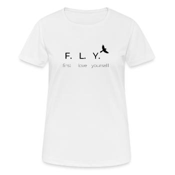 F.L.Y. first love yourself, Statement, Happiness - Women's Breathable T-Shirt - white - Front - AI Model Female 172 dark (172cm)