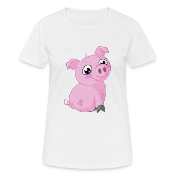 Süßes Comic Schweinchen - Frauen T-Shirt atmungsaktiv - Weiß - Vorne - AI Model Female 172 dark (172cm)