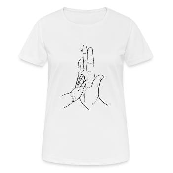 check main bébé et adulte - T-shirt respirant Femme - blanc - Devant - AI Model Female 172 dark (172cm)