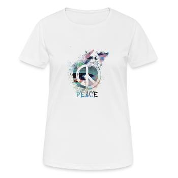 paix, graffiti, paix, drapeau, paix, sourd - T-shirt respirant Femme - blanc - Devant - AI Model Female 172 dark (172cm)