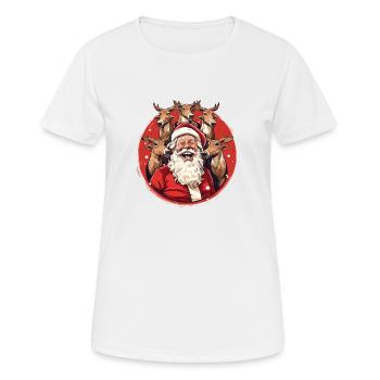 Singender Weihnachtsmann mit Rentieren - Frauen T-Shirt atmungsaktiv - Weiß - Vorne - AI Model Female 172 dark (172cm)