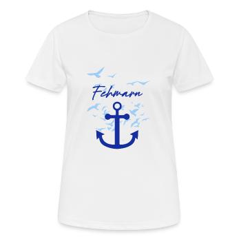 Fehmarn,möwen,anker,vogelschwarm - Frauen T-Shirt atmungsaktiv - Weiß - Vorne - AI Model Female 172 dark (172cm)