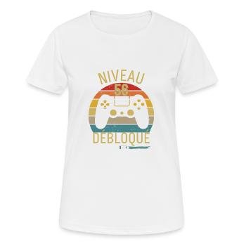 NIVEAU 56 DÉBLOQUÉ - T-shirt respirant Femme - blanc - Devant - AI Model Female 172 dark (172cm)