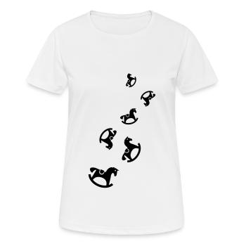 Schauckelpferd Spielzeug Baby - Frauen T-Shirt atmungsaktiv - Weiß - Vorne - AI Model Female 172 dark (172cm)