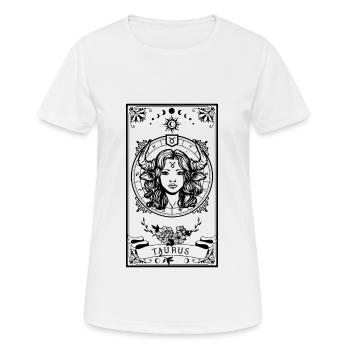 Stier Sternzeichen Tarot Karte Lesezeichen - Frauen T-Shirt atmungsaktiv - Weiß - Vorne - AI Model Female 172 dark (172cm)