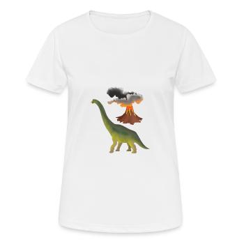 Dino und Vulkan - Frauen T-Shirt atmungsaktiv - Weiß - Vorne - AI Model Female 172 dark (172cm)