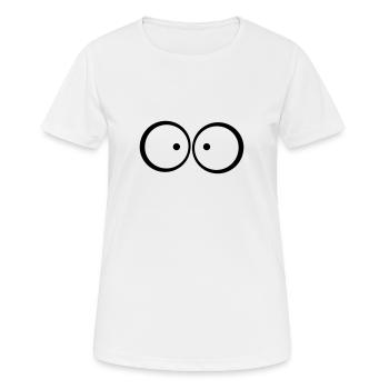 Yeux anxieux caricature bleu qui louche - T-shirt respirant Femme - blanc - Devant - AI Model Female 172 dark (172cm)
