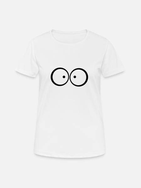 Yeux anxieux caricature bleu qui louche - T-shirt respirant Femme - blanc