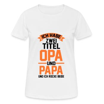 J’ai deux titres : Papi et Papa - T-shirt respirant Femme - blanc - Devant - AI Model Female 172 dark (172cm)