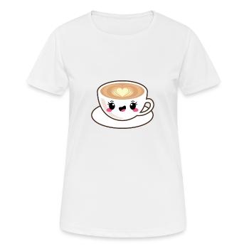 Café cappuccino kawaii - T-shirt respirant Femme - blanc - Devant - AI Model Female 172 dark (172cm)