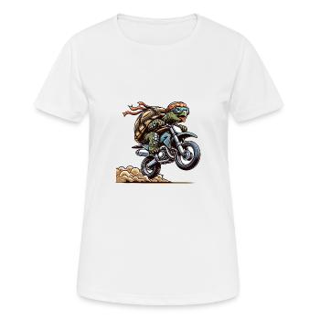 Speedy Enduro Turtle with Goggles and Helmet - Women's Breathable T-Shirt - white - Front - AI Model Female 172 dark (172cm)