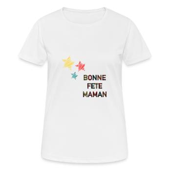 BONNE FÊTE. FÊTE DES MÈRES. FÊTE DES PÈRES. FÊTE - T-shirt respirant Femme - blanc - Devant - AI Model Female 172 dark (172cm)