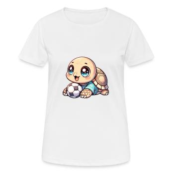 Tortue mignonne avec ballon de football - T-shirt respirant Femme - blanc - Devant - AI Model Female 172 dark (172cm)