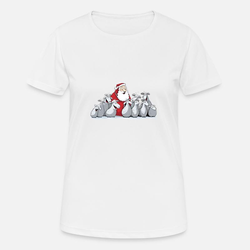 Singing Santa Claus with sheep - Women's Breathable T-Shirt - white