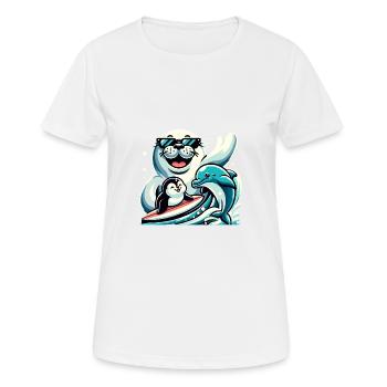 Lustige Tiere Seehund Delfin und Pinguin - Frauen T-Shirt atmungsaktiv - Weiß - Vorne - AI Model Female 172 dark (172cm)