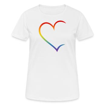 Herz offen Regenbogen LGBT Liebe Paare - Frauen T-Shirt atmungsaktiv - Weiß - Vorne - AI Model Female 172 dark (172cm)