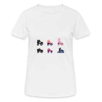 Verschiedene Rollschuh Typen Rollschuhlaufen 80er - Frauen T-Shirt atmungsaktiv - Weiß - Vorne - AI Model Female 172 dark (172cm)