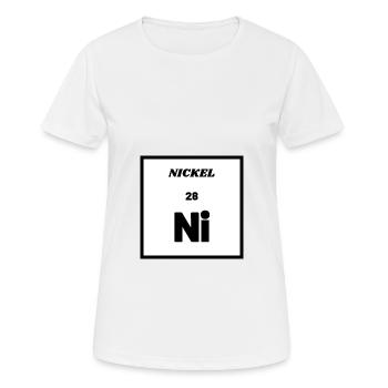 NICKEL (Ni) - Chemisches Element Nr. 28 - Frauen T-Shirt atmungsaktiv - Weiß - Vorne - AI Model Female 172 dark (172cm)