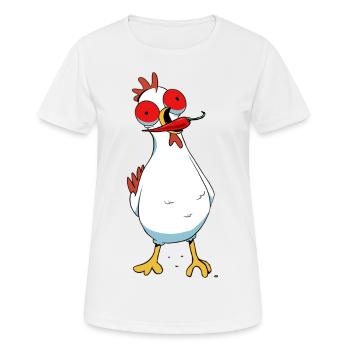 Peperoni Chili Huhn Heiß Geflügel Federvieh scharf - Frauen T-Shirt atmungsaktiv - Weiß - Vorne - AI Model Female 172 dark (172cm)